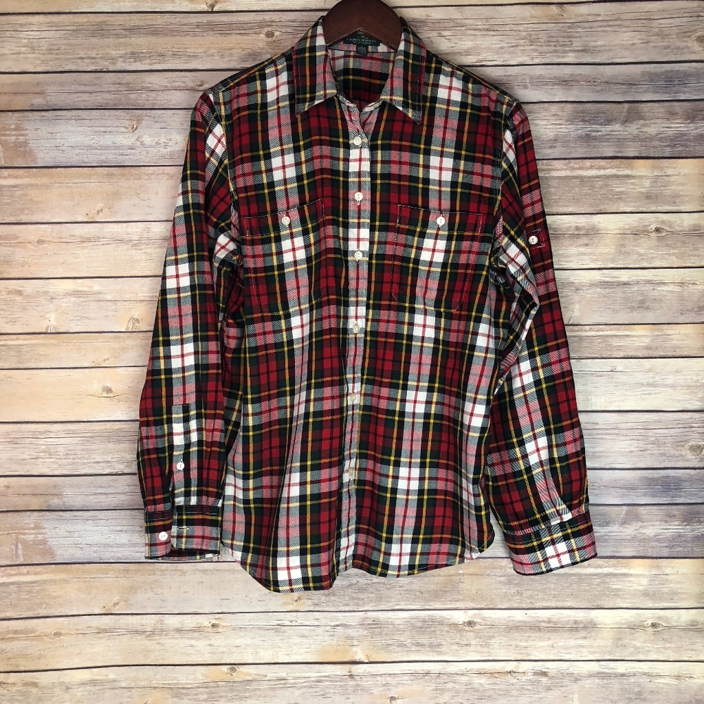 LRL Lauren Jean Co Ralph Laren Plaid Shirt Size L